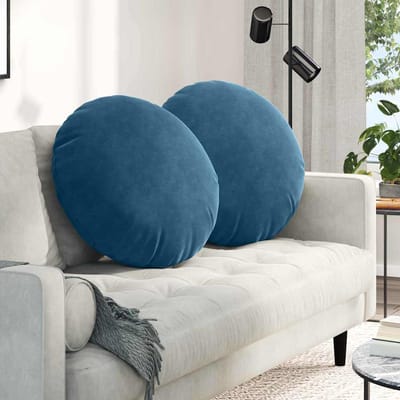 vidaXL - Zitkussens - 2 - st - Fluweel - Blauw - Ø - 80 - x - 29 - cm