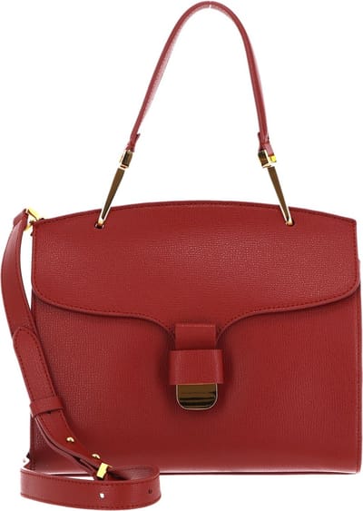 COCCINELLE Leren Handtas Schoudertas Neofirenze Text Handbag Acero Donkerrood
