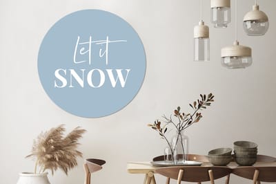WallCircle - Wandcirkel - Muurcirkel - Sneeuw - Winter - Blauw - Let it snow - Aluminium - Dibond - 120x120 cm - Binnen en Buiten XXL