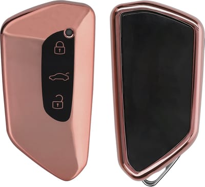 kwmobile autosleutel hoesje geschikt voor VW Golf 8 3-knops autosleutel hoes - TPU autosleutel behuizing - Beschermende auto sleutel case - Sleuteletui in hoogglans roségoud