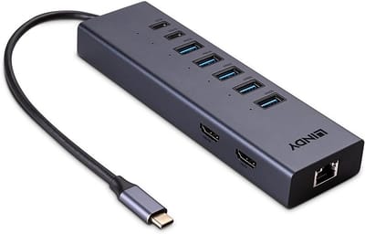 Laptop Mini Docking Station - USB C Hub - Meerdere Schermen - 2x 4K HDMI
