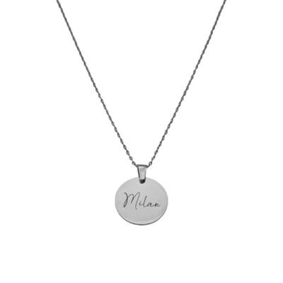 Graveerbare Naam Ketting Munt Zilver