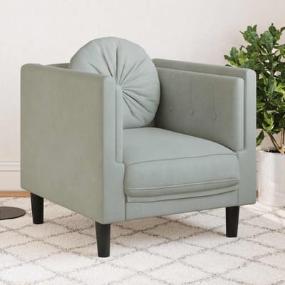 vidaXL - Fauteuil - met - kussen - fluweel - lichtgrijs