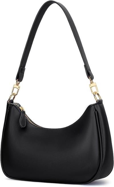 Stijlvolle Zwarte Leren Schoudertas voor Dames, Retro Hobo Tas, Ideaal als Crossbody en Clutch, Perfect voor Dagelijks Gebruik en Uitgaan