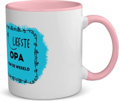 Akyol - liefste opa van de wereld koffiemok - theemok - roze - Opa - de liefste opa - verjaardag - cadeautje voor opa - opa artikelen - kado - geschenk - 350 ML inhoud