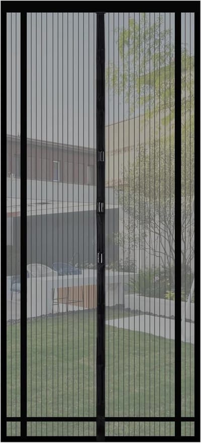 Thijox - Magnetisch Insectengordijn 110 x 220 cm - Vliegengaas voor Balkondeur, Kelderdeur, Terrasdeur - Zwart, Makkelijk te Monteren, Op Maat te Snij