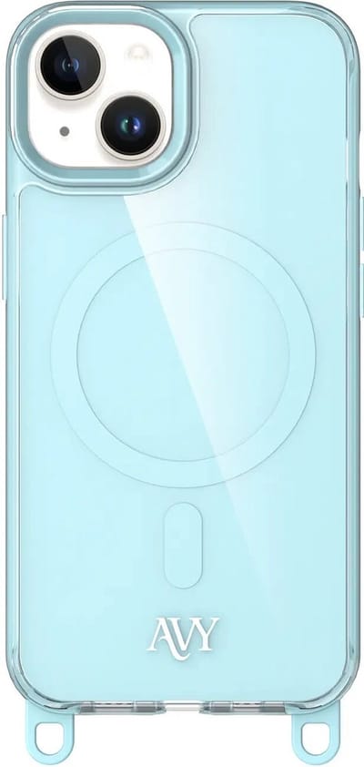 AVY Hoesje geschikt voor Apple iPhone 14 / 13 | Compatibel met MagSafe | Back Cover | Haakjes voor koord | Blauw