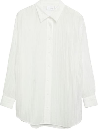 Semi-transparante gestructureerde lyocell blouse met lange mouwen voor dames COMMA