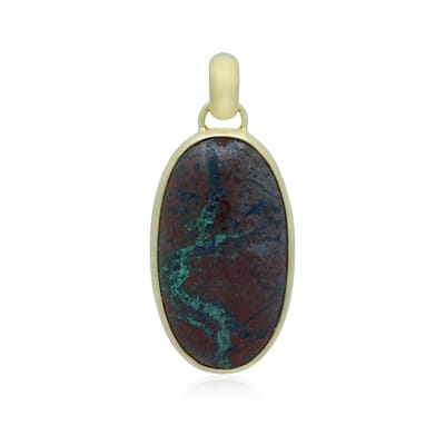 Cavill - Zilveren Hanger Verguld - 35 ct Ovale Zariniet uit Rusland - 925 Sterling Zilver - Elegante Cabochon Edelsteen - Sieraden