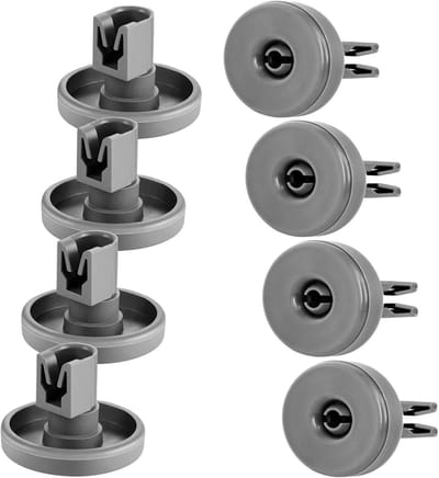 Vaatwasser Wielen - Mand Wielen - Onderdelen Vervangen - Set van 8 stuks - 40mm Diameter - Grijs