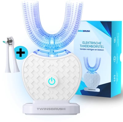 Twinsbrush Smart Brush - 3in1 Elektrische Tandenborstel - U-Vormige Tandenborstel - Smart brush Tanden - Smart Brush - Tandenborstels - Tanden bleker - 4 standen - Wit - Draadloos