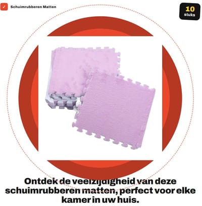 Dailygoods- Schuimrubberen Matten 10 Stuks - Antislip - Pluche - Op Maat Te Snijden - Eenvoudig Te Installeren - Veilig Voor Kinderen - Vloermatten