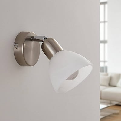 Lindby - buitenspot - 1licht - Glas, metaal - H: 19 cm - E14 - albast wit, nikkel gesatineerd