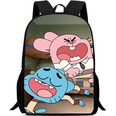 Nylon Rugzak The Amazing World of Gumball Print Schooltas voor Jongens Meisjes Kinderrugzak met Cartoon Zachte Rug en Duurzaam