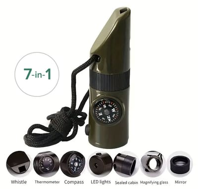 Survival Set – Kompas – Noodfluit - 7 in 1 - Fluit - Vergrootglas – Avonturen – Kamperen – Bergbeklimmen
