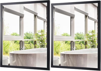 Set van 2 Rechthoekige Wandspiegels 40x50 cm Zwart Gelijst voor Badkamer, Woonkamer en Slaapkamer