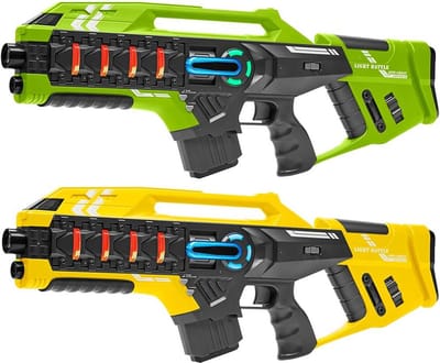 Light Battle Connect Lasergame set - 2x Mega Blaster Groen/Geel - Lasergun met unieke Anti-Cheat functie - Speelgoed laserguns voor kinderen