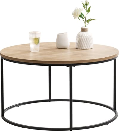 Salontafel Kuhmoinen rond 45x80 cm zwart mat en houtkleurig