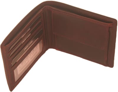 OI Bordeaux-bruine lederen herenportemonnee / zeer platte billfold laag model / dunne herenbeurs / RFID SAFE / bordo-bruin leer / 116VBR