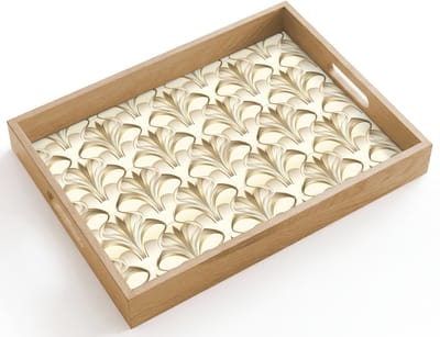 Dienblad hout 40x30 cm - Schootdienblad - Ornament - Barok - Goud - Borrelplank rechthoek - Plateau dienbladen