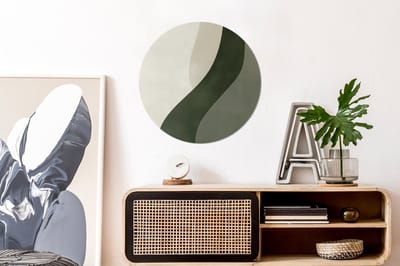 WallCircle - Wandcirkel - Muurcirkel - Japandi - Groen - Abstract - Modern - Aluminium - Dibond - 60x60 cm - Binnen en Buiten