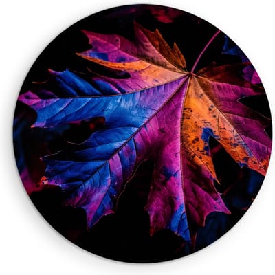 Saammp Muurcirkel Hout - Gekleurd Blad - Bloemen - Natuur - Ø 90 - Wandcirkel - Wanddecoratie Cirkel - Muurdecoratie Woonkamer - Slaapkamer decoratie - Rond Schilderij