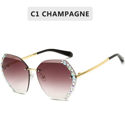 Oversized Randloos Vierkant Zonnebril Dames Luxe Mode Verloop Helder Glas Eén Stuk Heren Gafas Brillen