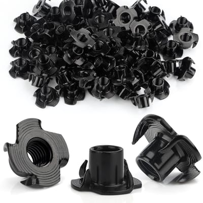 Impact Nuts M10 x 13 mm - 30 Stuks Schroefinvoegen voor Hout, Meubels en Klimwanden, Duurzaam Carbon Staal met 4 Impactpunten