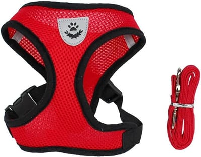 Narimano® Hond Harnas Mesh Hond Harnas - Kleding Vest Borst Kat Halsbanden Touw Verstelbare - Outdoor Wandelen Huisdierbenodigdheden - Rood
