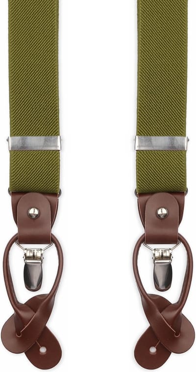 Suitable Luxe Bretels Groen - Pattern: Lussen met knoopsgat en klemsluiting - met Brede Stevige Clips - Heren / Unisex - Volwassenen - Luxe cadeauverpakking