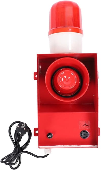 Industriële Sirene - Flitslamp Alarm - Veiligheid Waarschuwing - 120 DB Audio - 44x23x19 cm - Rood