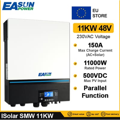 Easun Soalr Inverter 11kw 150a Dual Mppt Dual Ac Output 230V 48V 50Hz/60Hz 500vdc Pv Ingang Off Grid Zonne-Oplader Wifi Parallel