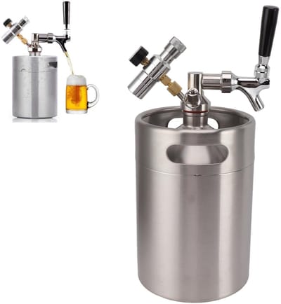 Dailygoods- Mini Keg 5L Roestvrij Staal - Onder Druk Keg Kit - Verstelbare Kraan - Handgreep - Slang - Gladde Wijnverdeler - Bierfles