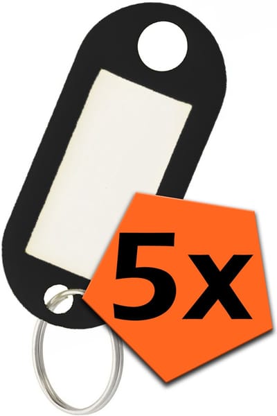 Sleutelhanger Bagagelabel Gekleurde Sleutellabels Sleutelhangers Naamlabel Zwart - 5x