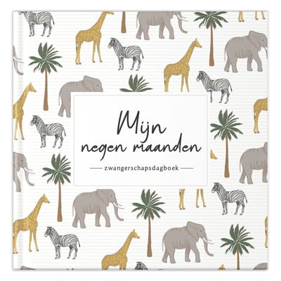 Fyllbooks - Mijn negen maanden Dagboek - Zwangerschapsboek, Babyboek - 9 maanden Invulboek Zwangerschap - Jungle