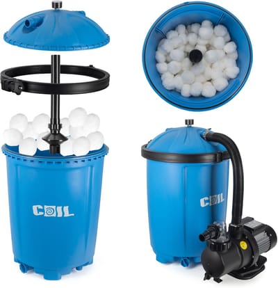 COIL Zandfilterpomp 8500 l/u (450W) – Zwembadpomp tot 33m³ – Zelfaanzuigende pomp - Inclusief Aqualoon filterballen 925g – Geschikt voor zand en filterballen