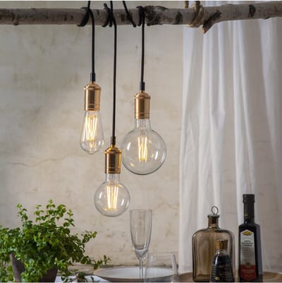 3 standen - Druppel-Edison lamp - E27 - 6.5W - Super Warm Wit <2200K - Filament - Helder