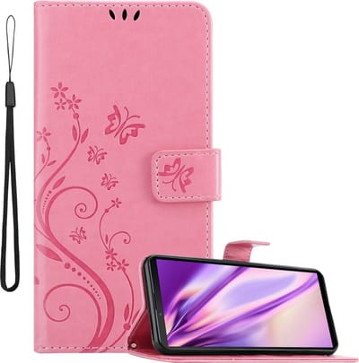 Cadorabo Hoesje geschikt voor Sony Xperia 10 III in BLOEMEN ROZE - Beschermhoes in bloemmotief met magnetische sluiting, standfunctie en kaartsleuven Book Case Cover Etui