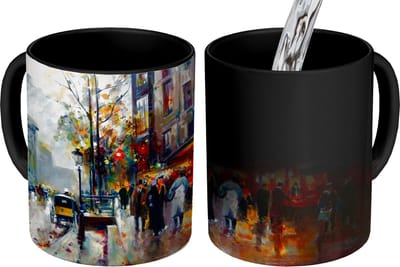 Magische Mok - Foto op Warmte Mokken - Koffiemok - Schilderij - Stad - Olieverf - Magic Mok - Beker - 350 ML - Theemok