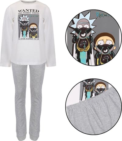 Rick and Morty Witte en grijze jongenspyjama met lange broek
