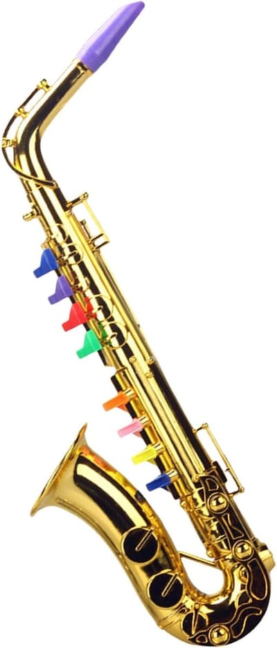 Speelgoedsaxofoon - Muzikaal instrument - Kinderen leren muziek - 8 gekleurde toetsen - 13x95x36 cm