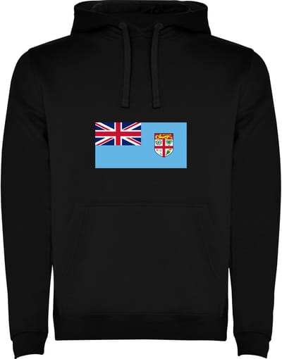 Zwarte Hoodie met Wereldse vlag land Fiji Full Color Maat M