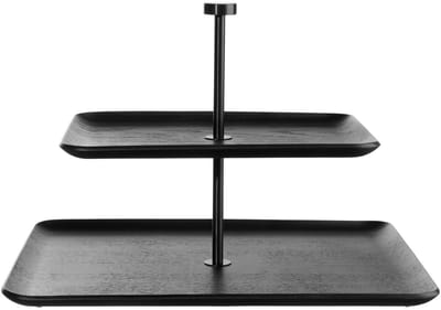 ASA Selection houten etagère met 2 verdiepingen, rechthoekig, zwart 36 x 28 cm, wilgenhout, 53676970