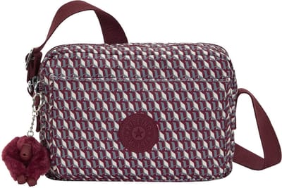 kipling schoudertas Basic Print Abanu Crossbody 3DK Wine wijnrood