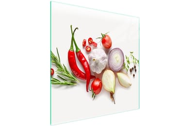 TMK ArtDeko - Beschermplaat van Glas - 50x52cm - Vegetarisch Motief - Veilig en Veelzijdig