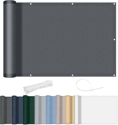Balkonscherm & Terrasscherm 180 x 600 cm – PVC Windscherm – UV-bestendige Inkijkbescherming – Waterdicht – Inclusief Bevestigingsmateriaal – Antraciet