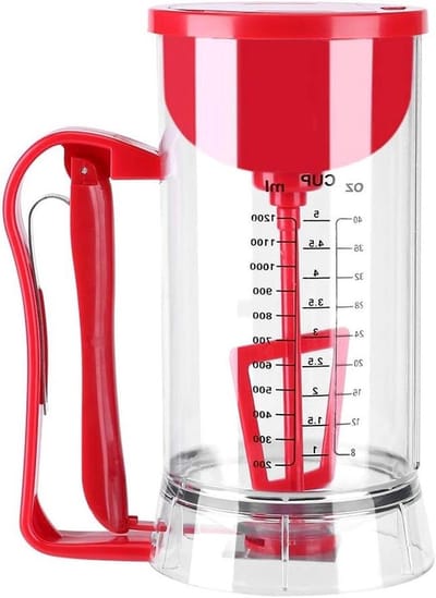 Beslagdispenser - Pannenkoekenmaker Beslagverdeler - Bakken Thuis - Automatisch Mixen - 1200 ml - Rood