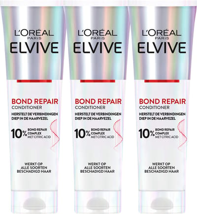 L'Oréal Paris Elvive Bond Repair Conditioner - Beschadigd Haar - Conditioner Voordeelverpakking 3x 150ml