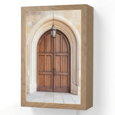 Wandlamp 20x30 cm - Oplaadbaar - Houten - Deur - Lantaarn - Wandlampen binnen woonkamer - Slaapkamer lamp met kabel - Decoratieve nachtlamp - Vloerlamp snoer