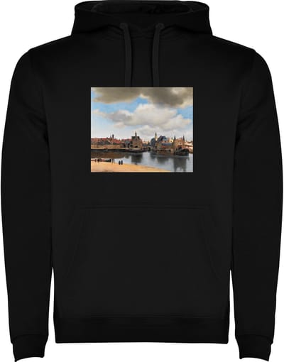 Zwarte hoodie Prachtig schilderij Zicht op Delft - Johannes Vermeer - Oude meesters Maat M